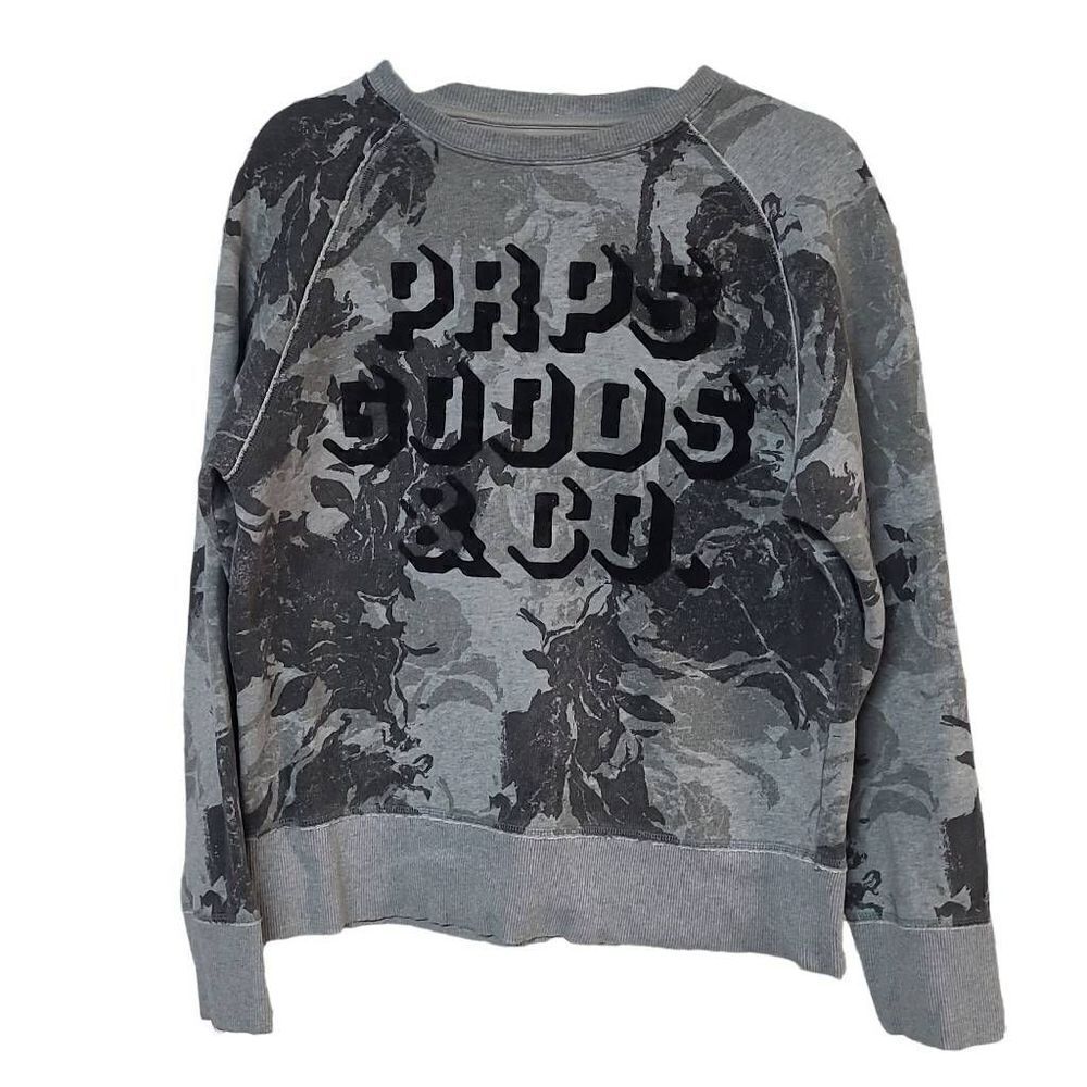 PRPS GOODS steam punk goth sweatshirt grey black flowers unisex sweatshirt L